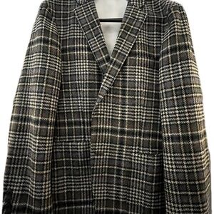 Men's Black and White Plaid Blazer by Todd Snyder